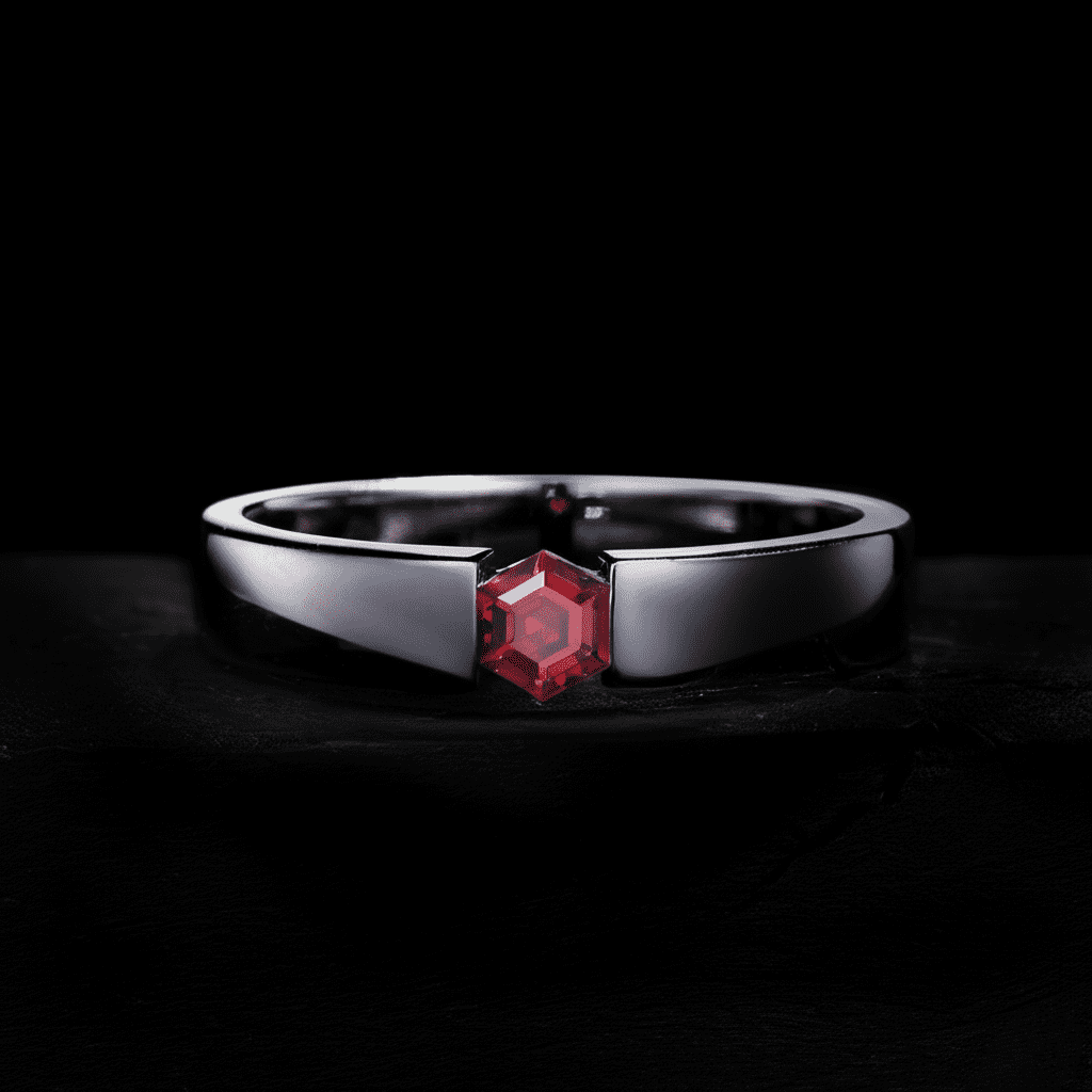 Hexagon Ruby Tension Men Ring Band