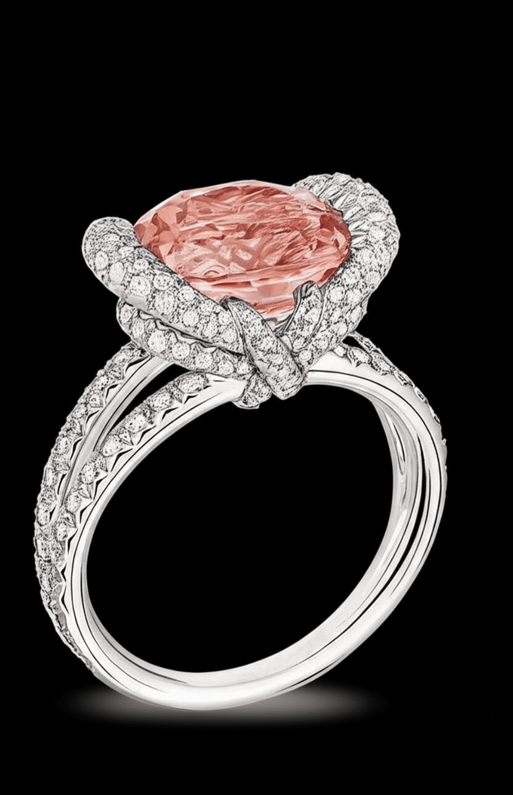 Padparadscha Split Shank Ring