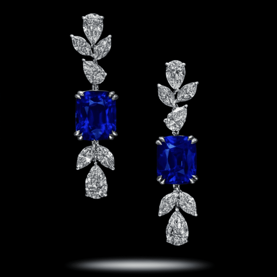 Blue Sapphire Diamond Dangle Earrings