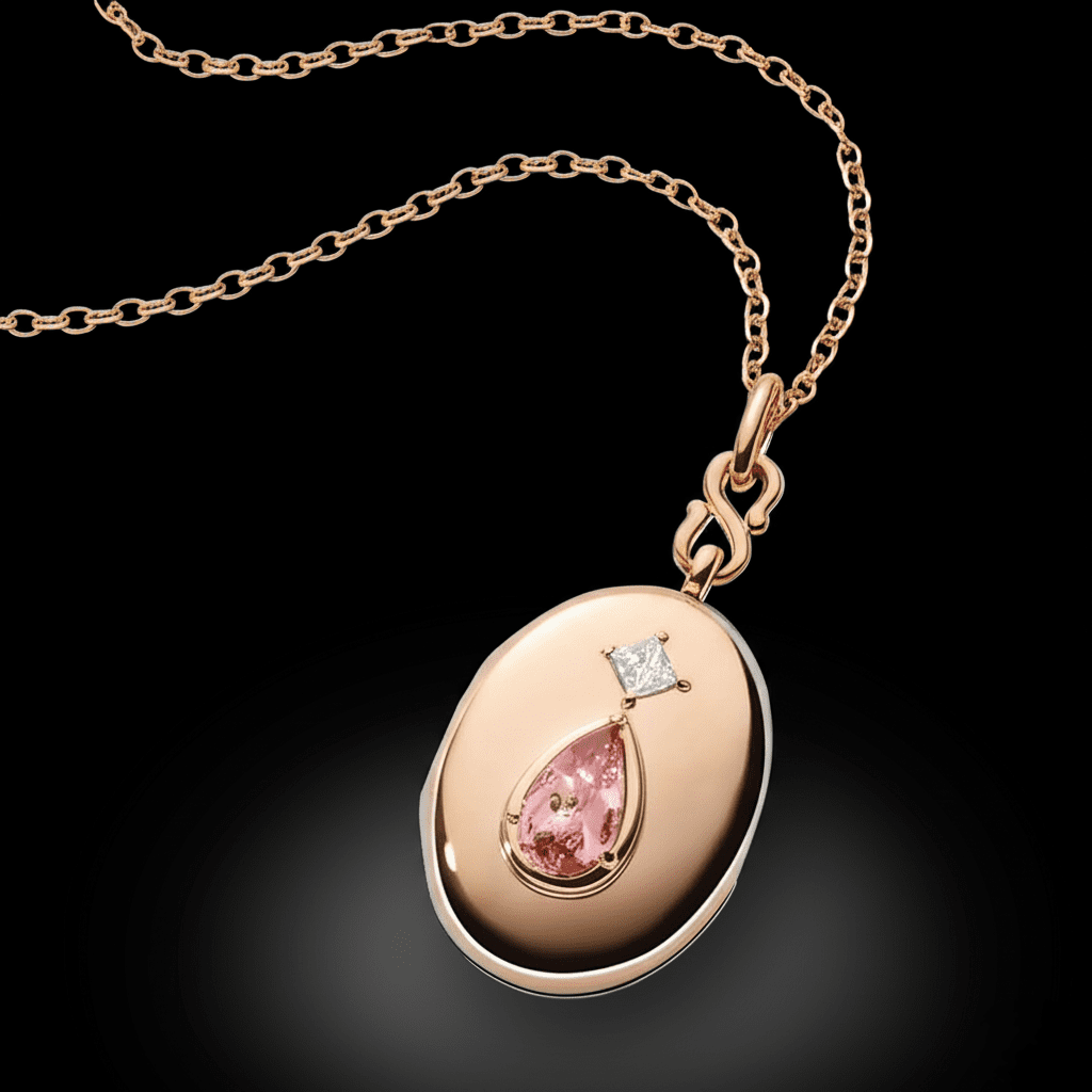 Padparadscha Bezel Setting Pendant Necklace