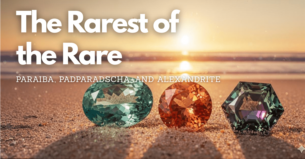 Rare Gemstones Paraiba Tourmaline, Padparadscha Sapphire, Alexandrite