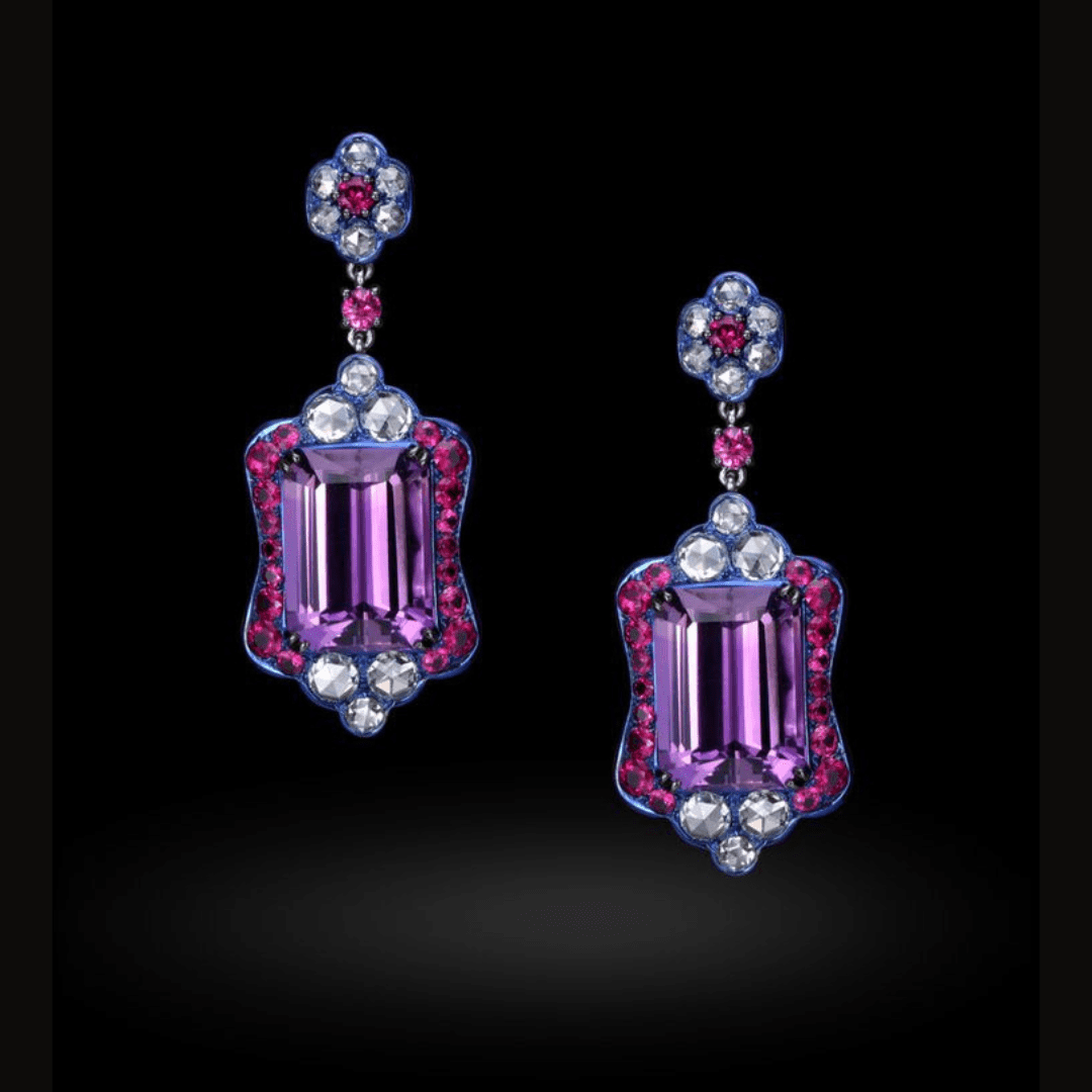 Purple Sapphire Dangle Earrings