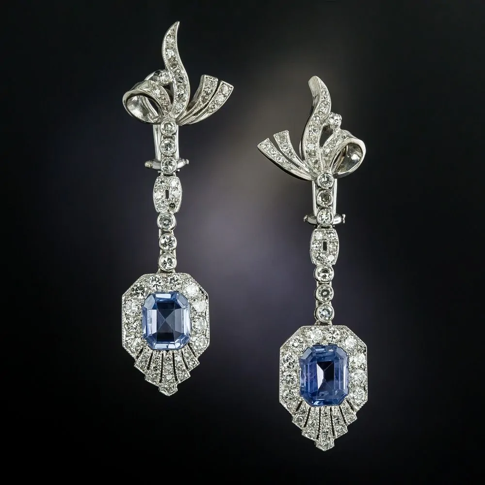 Blue Sapphire Dangle Earrings