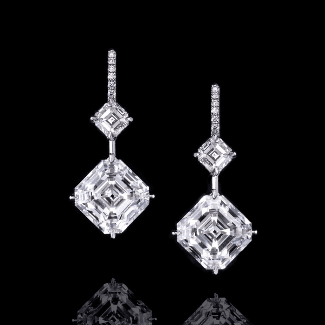 Asscher Diamond Dangle Earrings