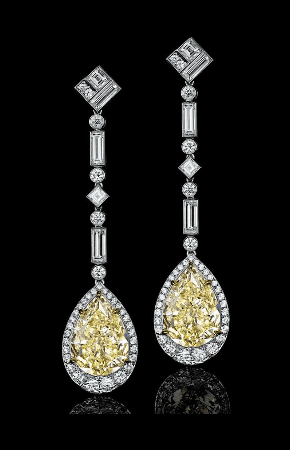 Yellow Diamond Dangle Earrings