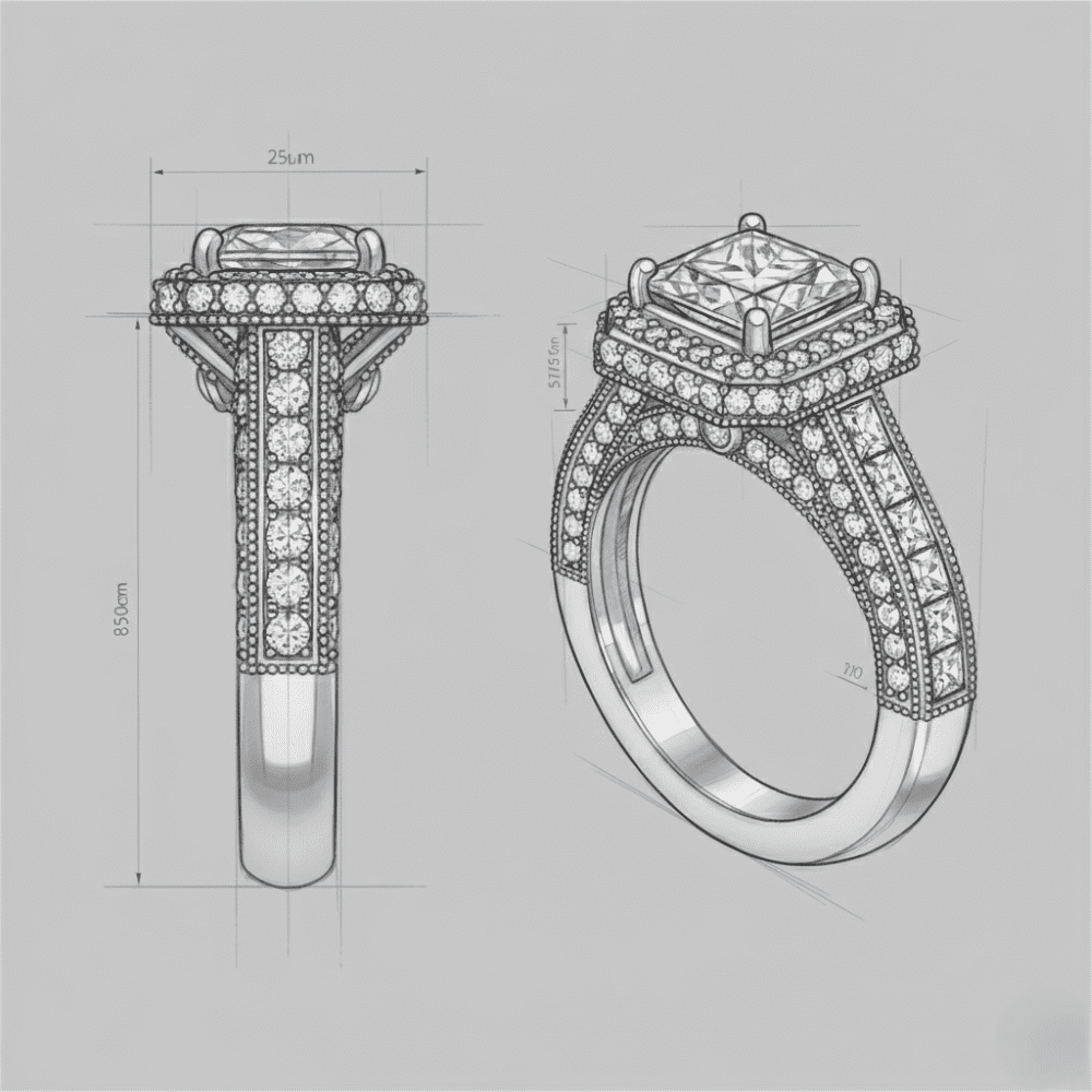 Custom Jewellery 3 carat Diamond Pave Solitaire Ring